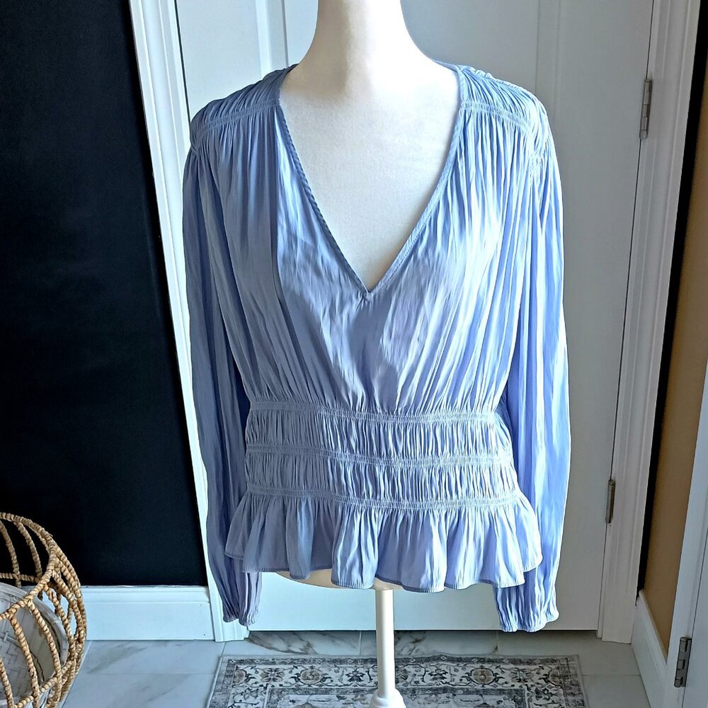 NEW! SILKY Smocked WAIST BOHO BLOUSE - Picture 4 of 4